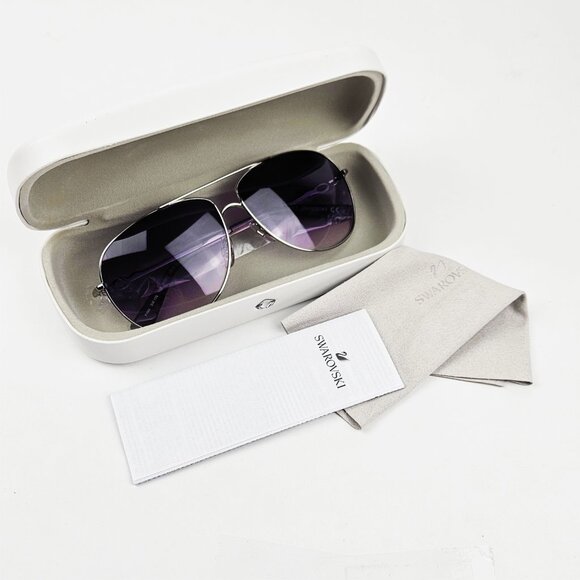 Swarovski SW100-16B Finn Aviator Silver/Lilac Sunglasses w/Case • 61-12-135 main image 6